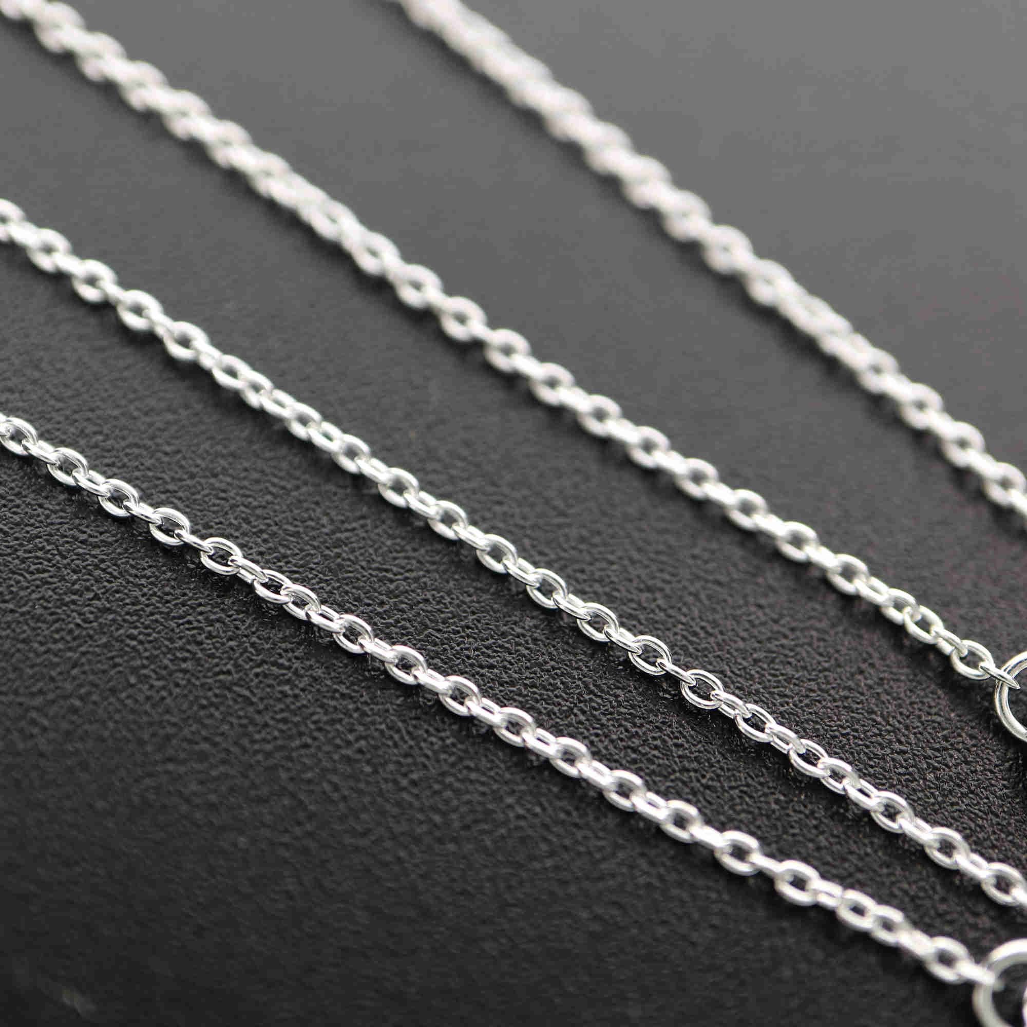 1Pcs 18-20Inches Simple O Ring 925 Sterling Solid Silver Necklace Chain DIY Supplies 1322047 - Click Image to Close